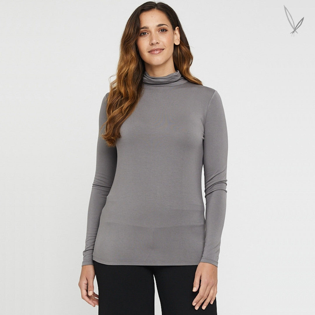 Women's Bamboo Turtle Neck - Gull Grey