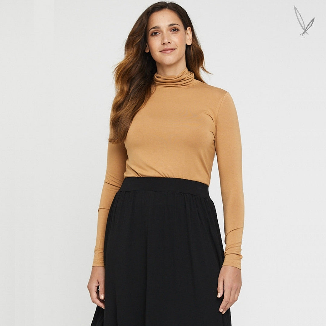 Women's Bamboo Turtle Neck - Biscuit