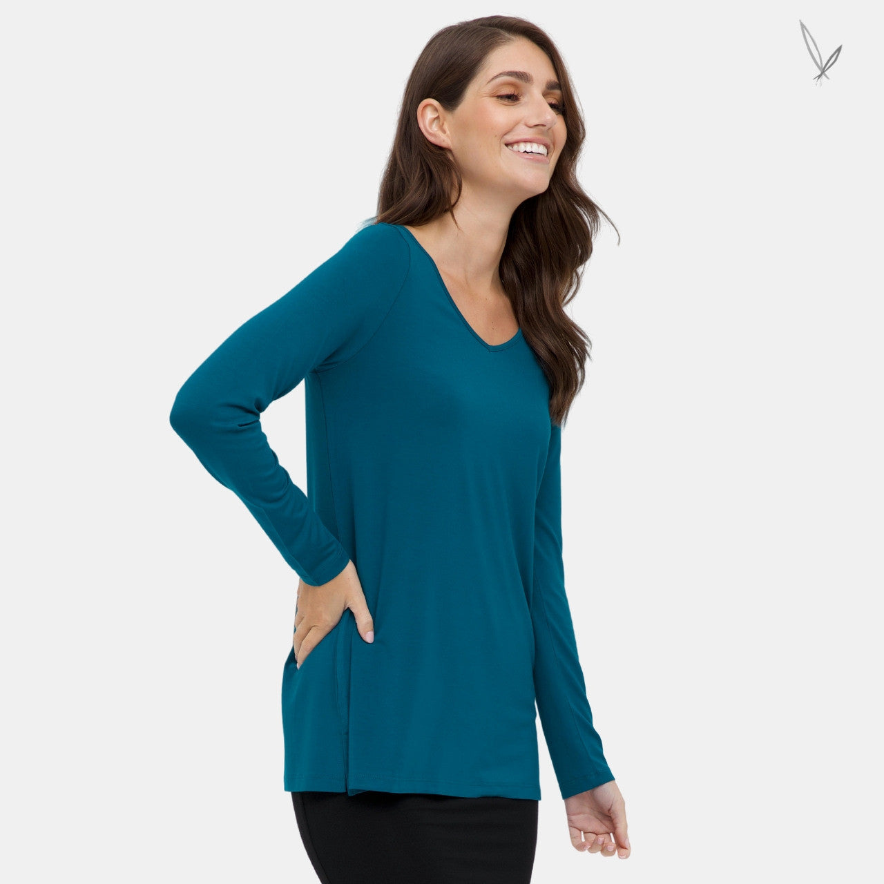 Monaco V Neck - Dark Teal