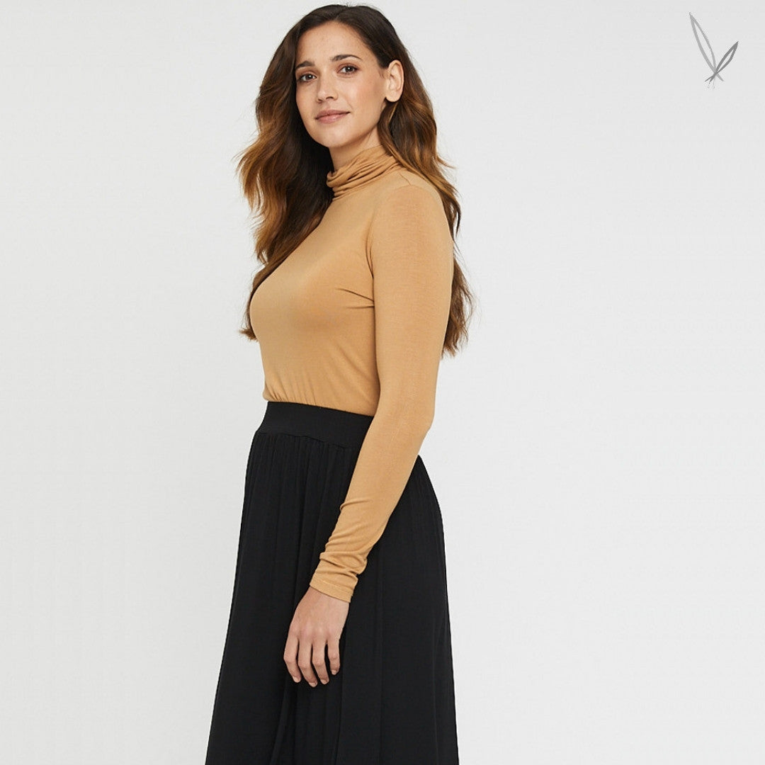 Women's Bamboo Turtle Neck - Biscuit