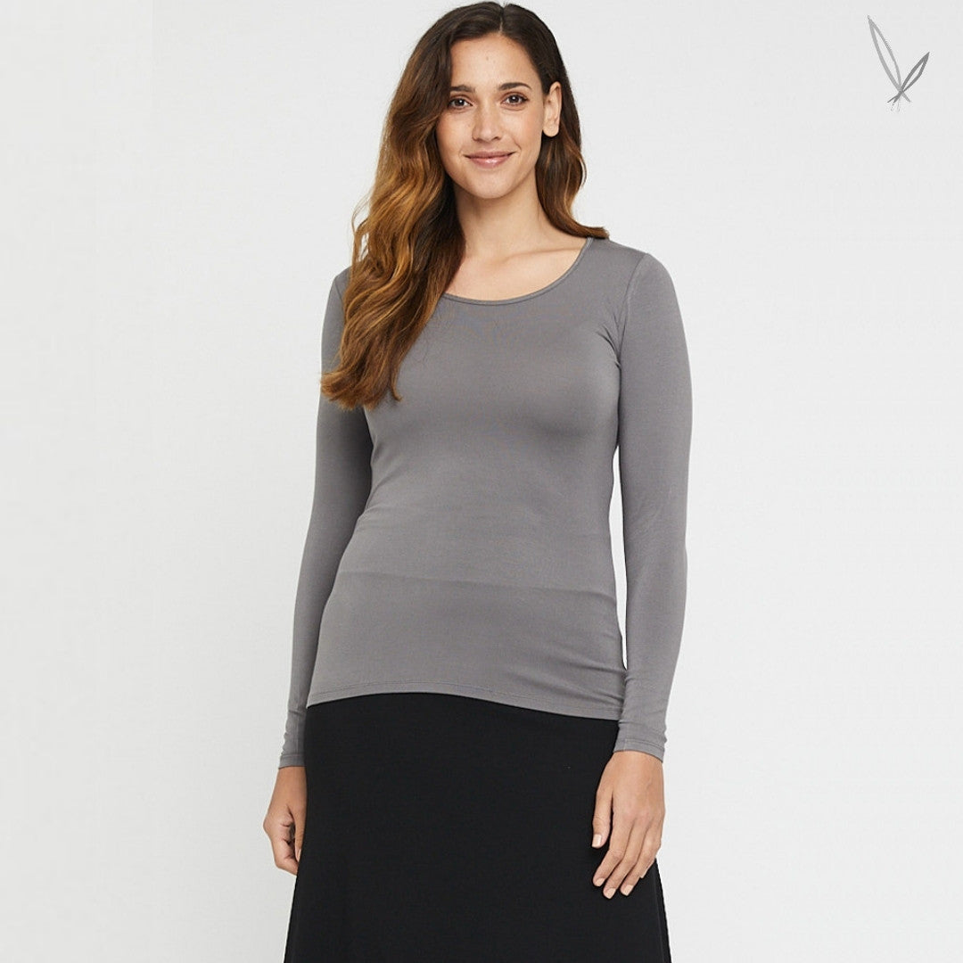 Bamboo LS Layering Top - Gull Grey