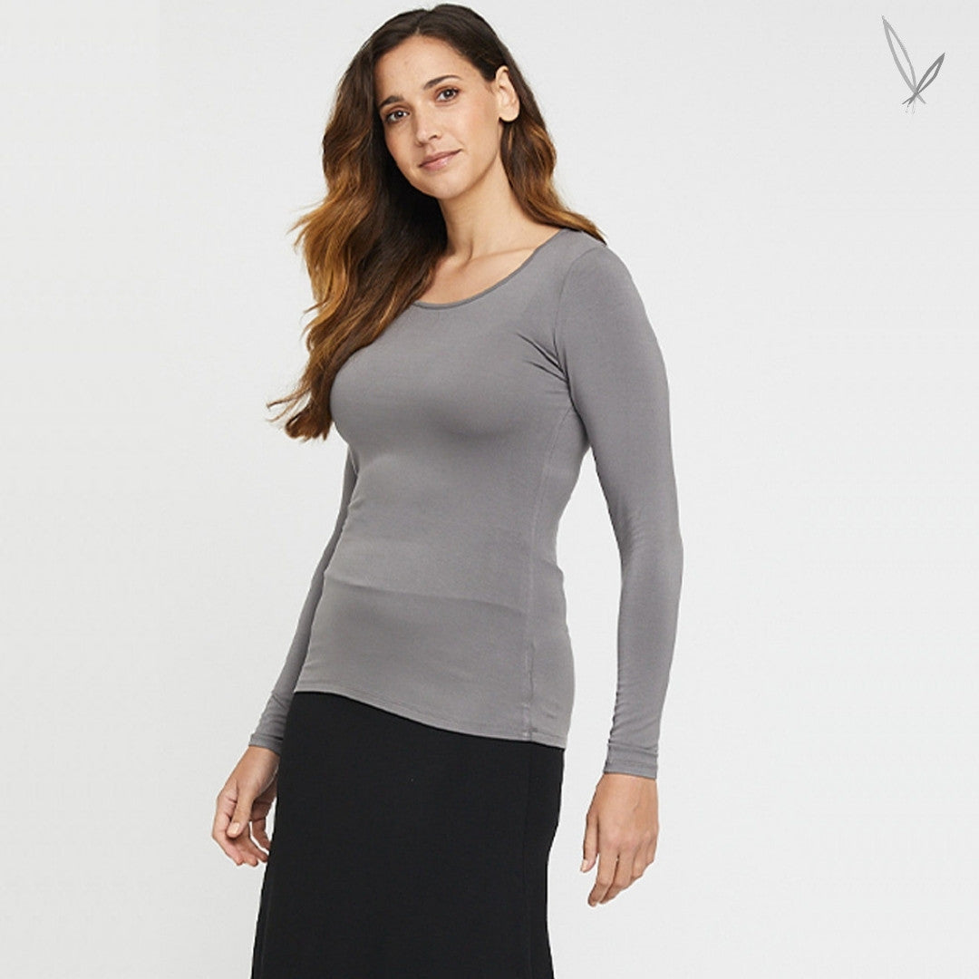 Bamboo LS Layering Top - Gull Grey