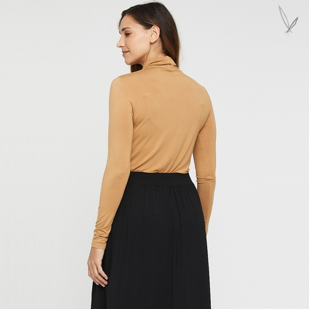 Women's Bamboo Turtle Neck - Biscuit