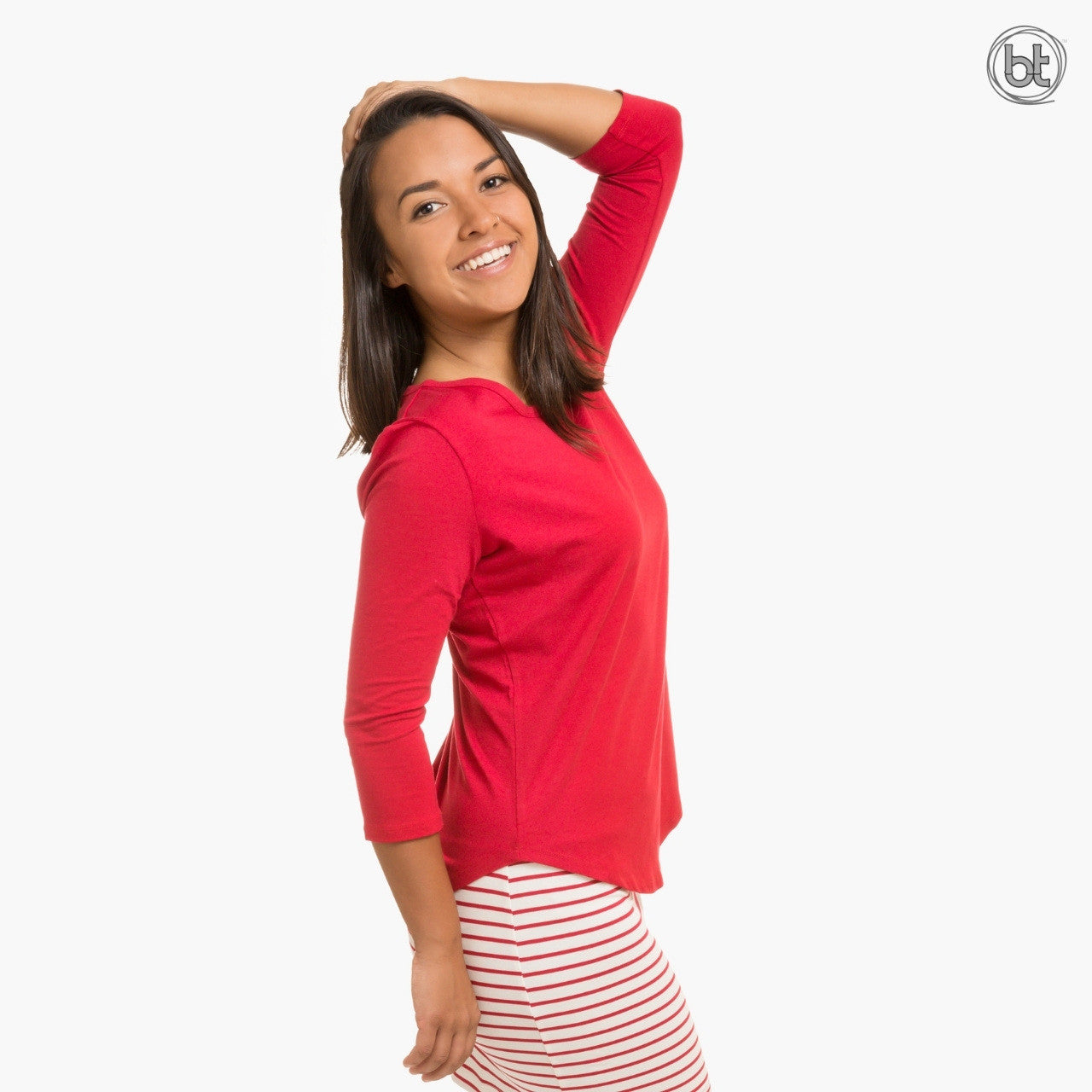 Women's Bamboo 3/4 Sleeve Lucy Yoga Shirt - Red