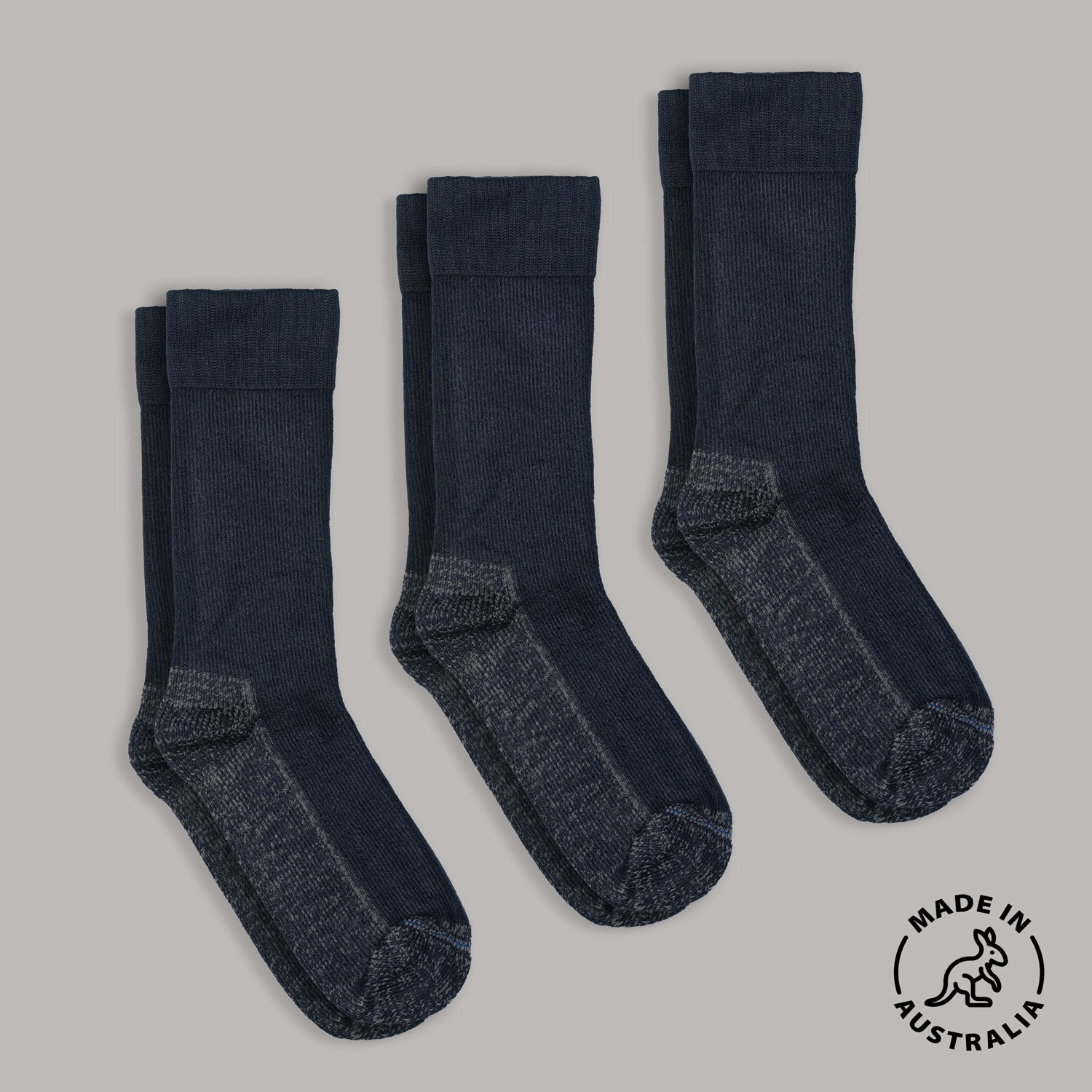 Australian Made Extra Thick Work Socks | Navy | 3-Pack