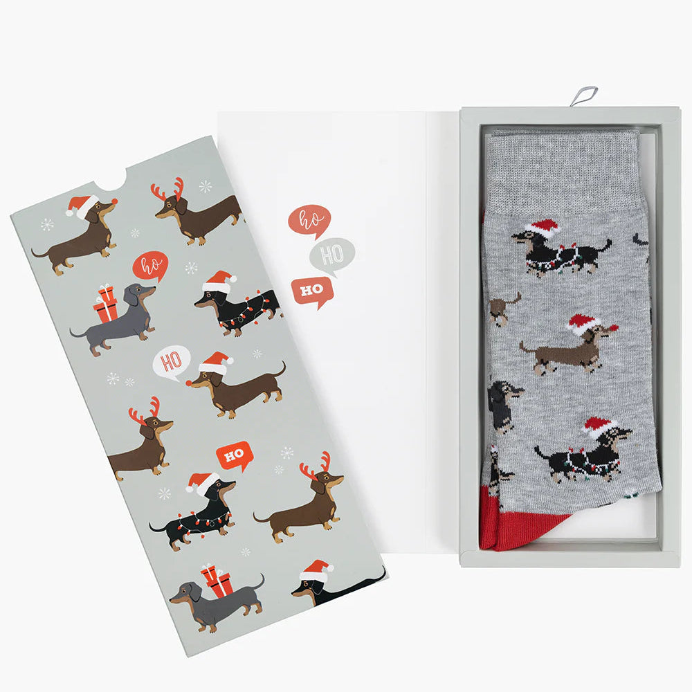 Bamboozld Sock Card - Ho Ho Ho Dash Grey