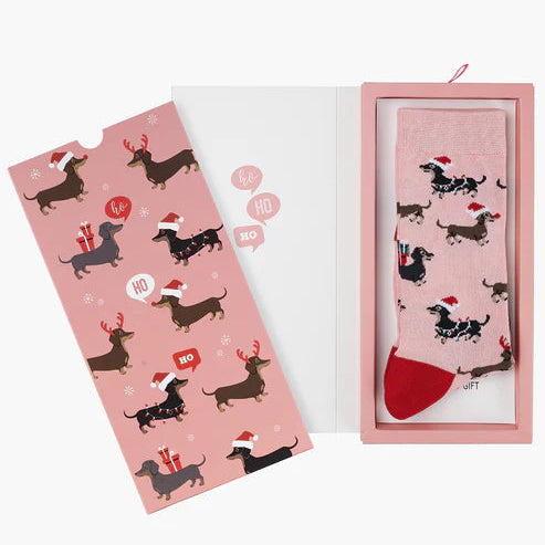 Bamboozld Sock Card - Ho Ho Ho Dash Pink