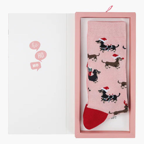 Bamboozld Sock Card - Ho Ho Ho Dash Pink