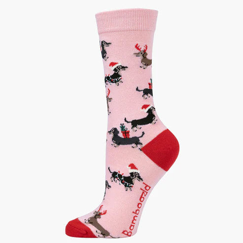 Bamboozld Sock Card - Ho Ho Ho Dash Pink