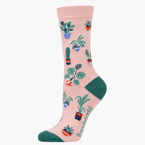 Bamboo Crew Sock - Pot Plants