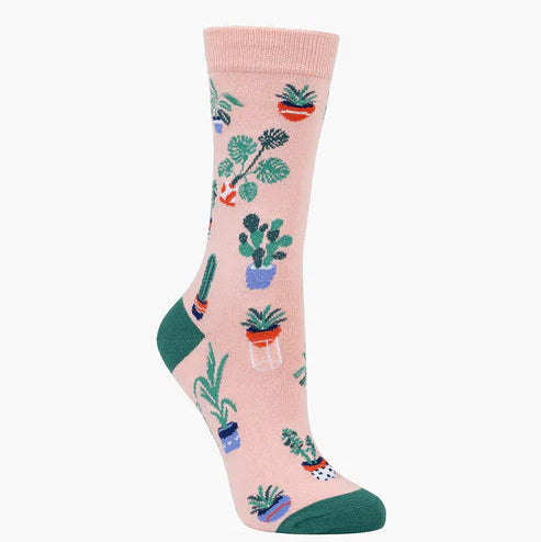 Bamboo Crew Sock - Pot Plants