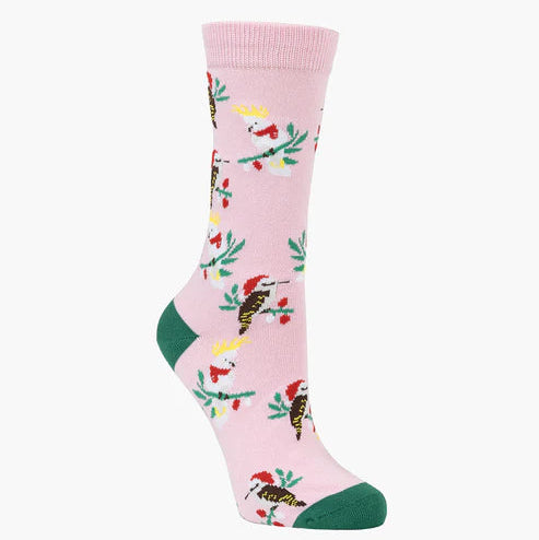 Bamboo Crew Sock - Aussie Xmas Birds