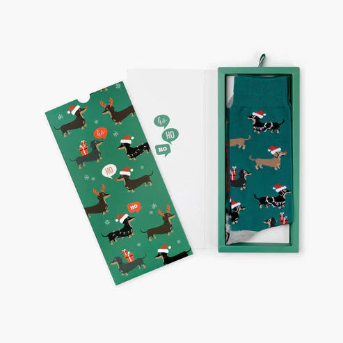 Bamboozld Sock Card - Ho Ho Ho Dash Green