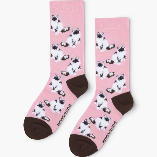 Bamboo Crew Sock - Fluffy Ragdoll Cat