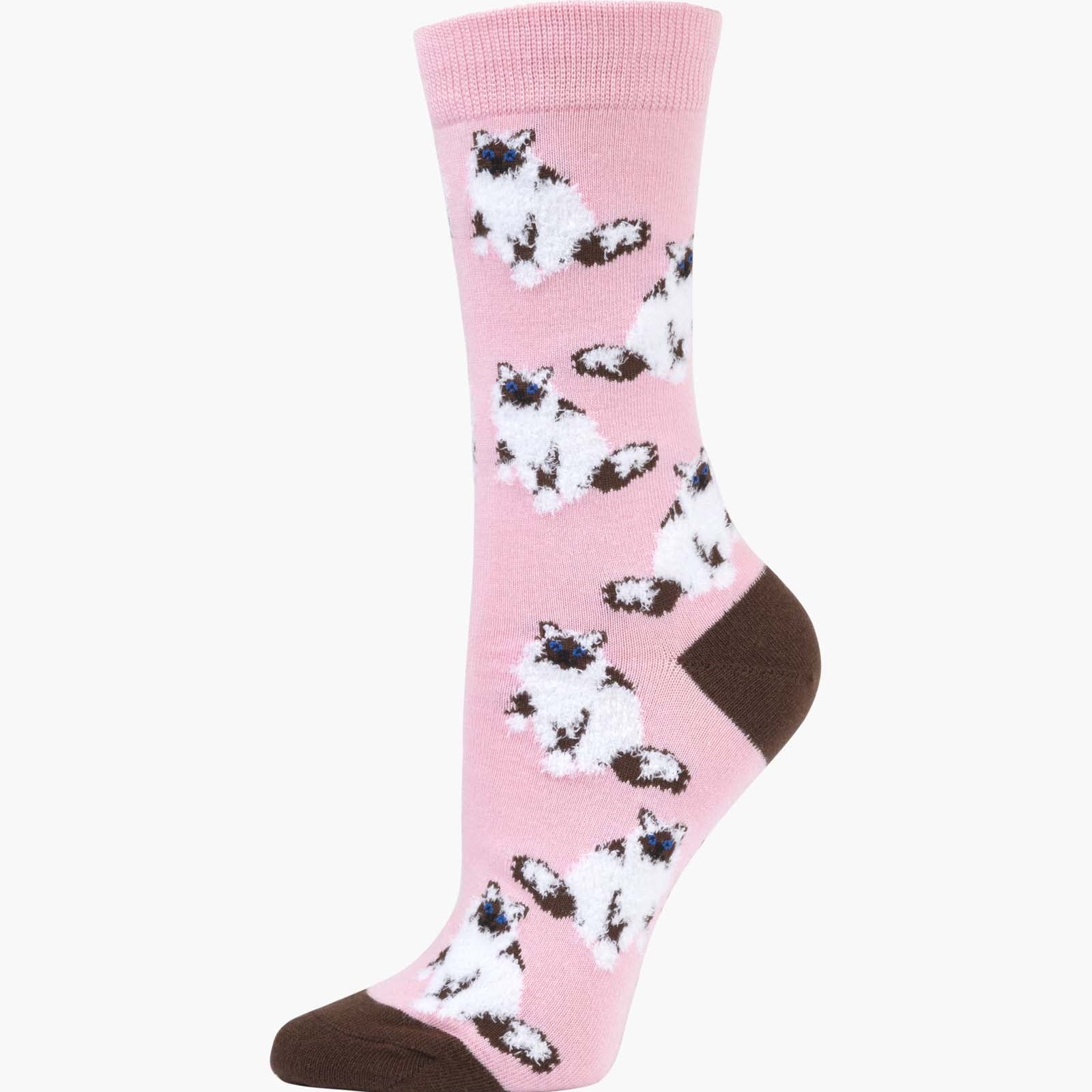 Bamboo Crew Sock - Fluffy Ragdoll Cat