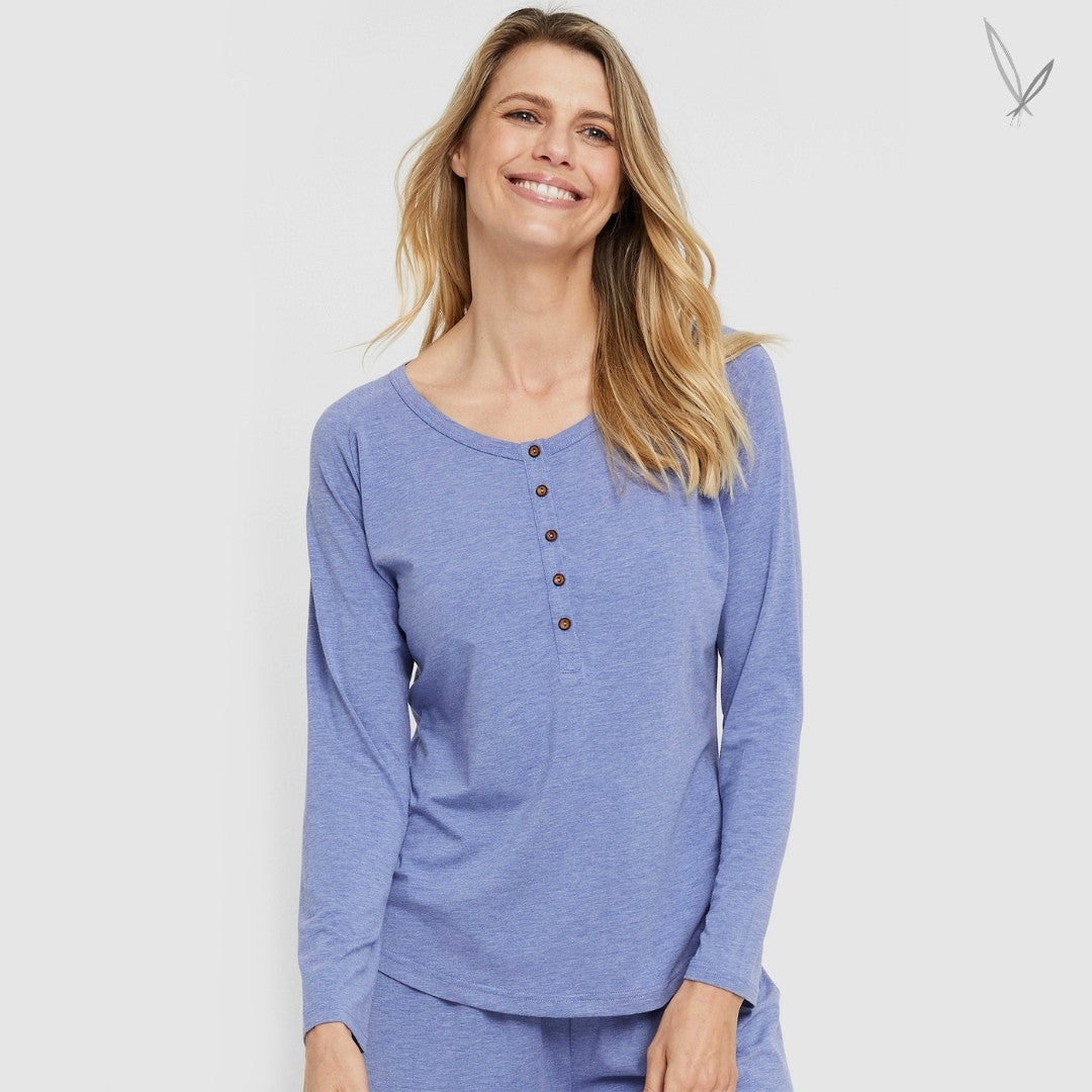 Long Sleeve Henley PJ Top - Lavender