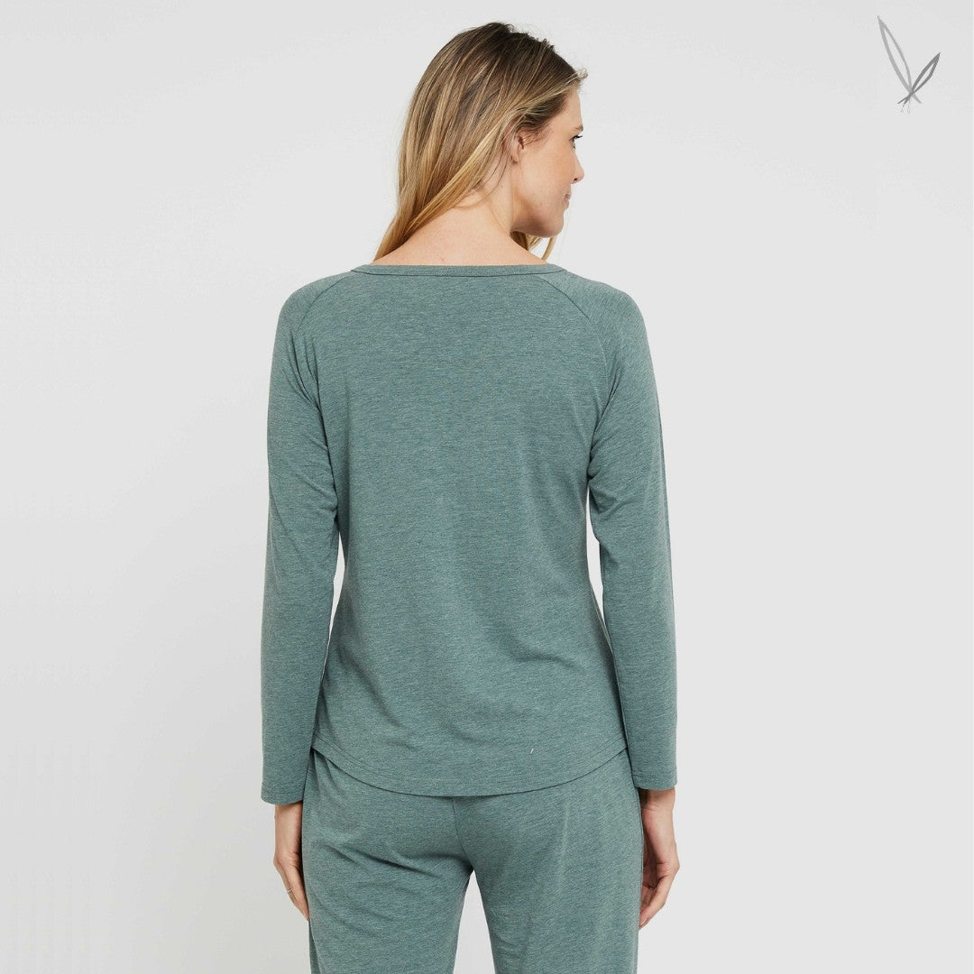 Long Sleeve Henley PJ Top - Moss Green