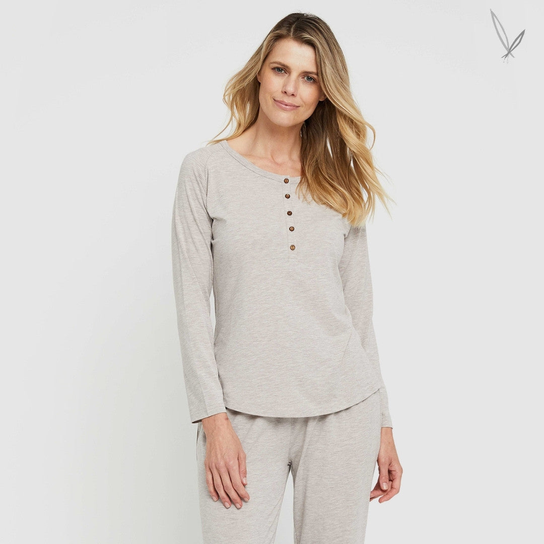 Long Sleeve Henley PJ Top - Oatmeal