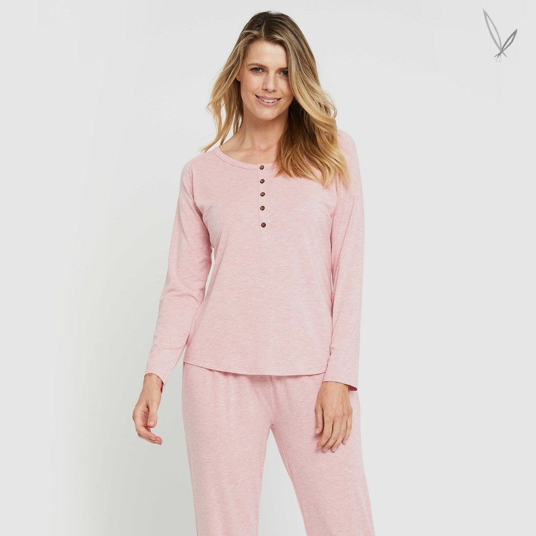 Long Sleeve Henley PJ Top - Rose