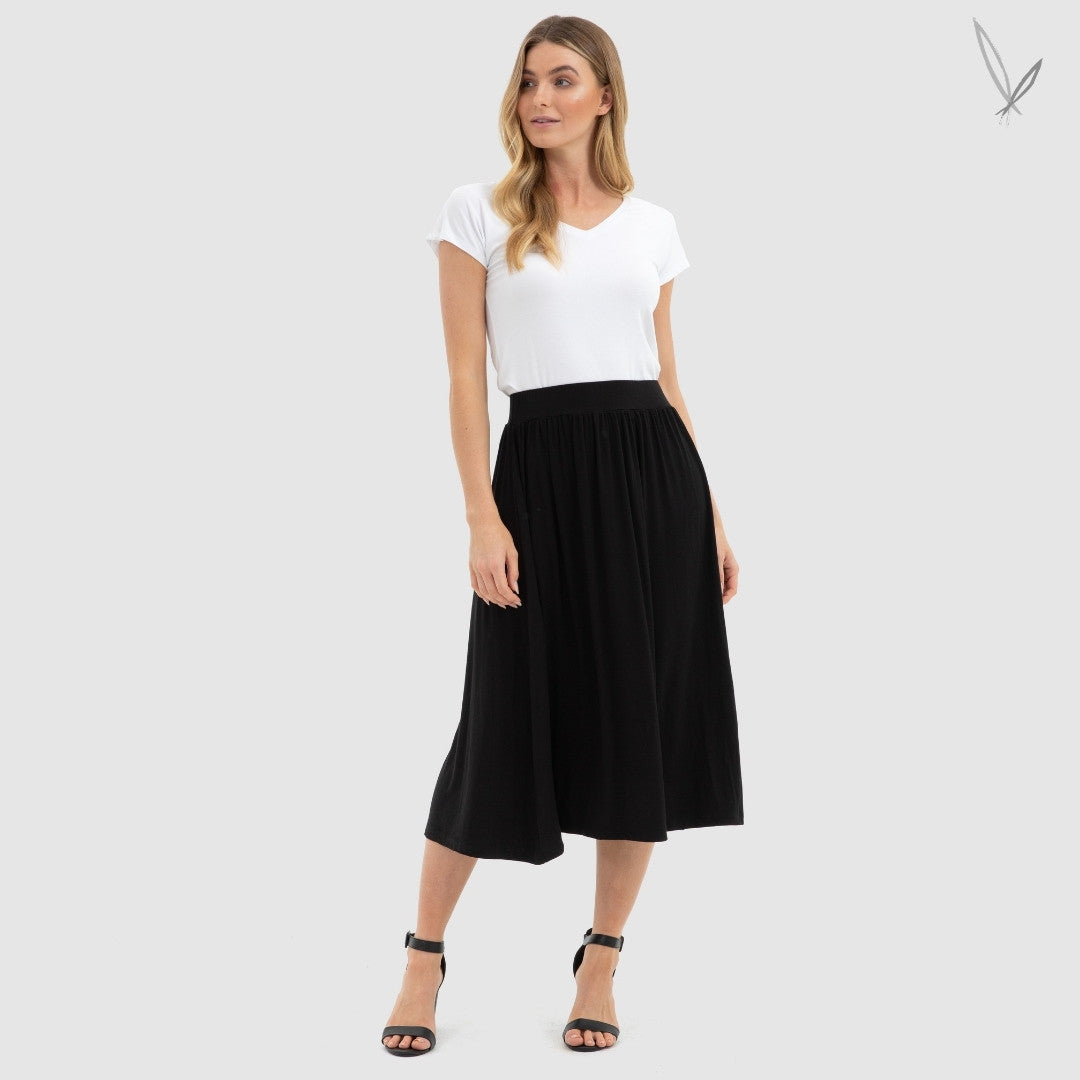 Bamboo Midi Skirt - Black