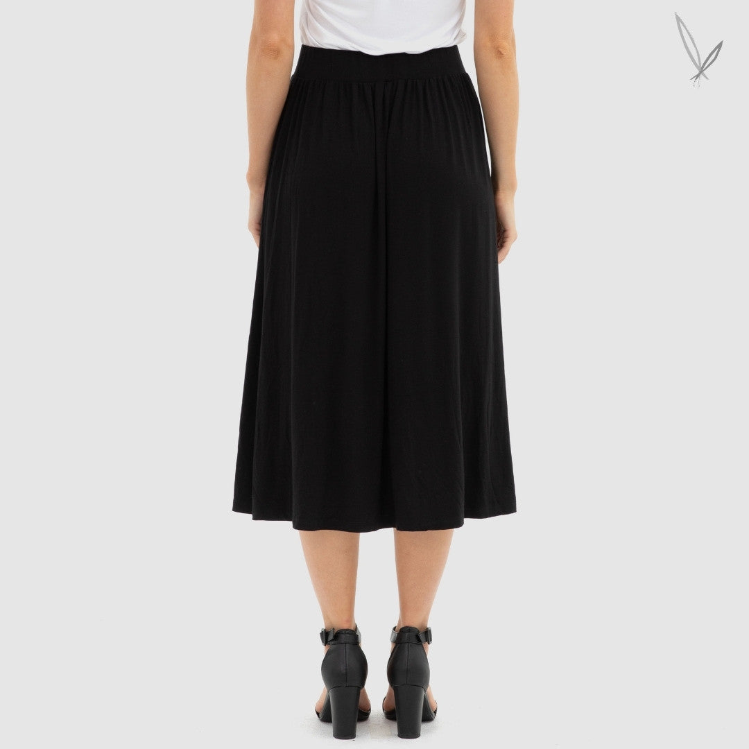 Bamboo Midi Skirt - Black