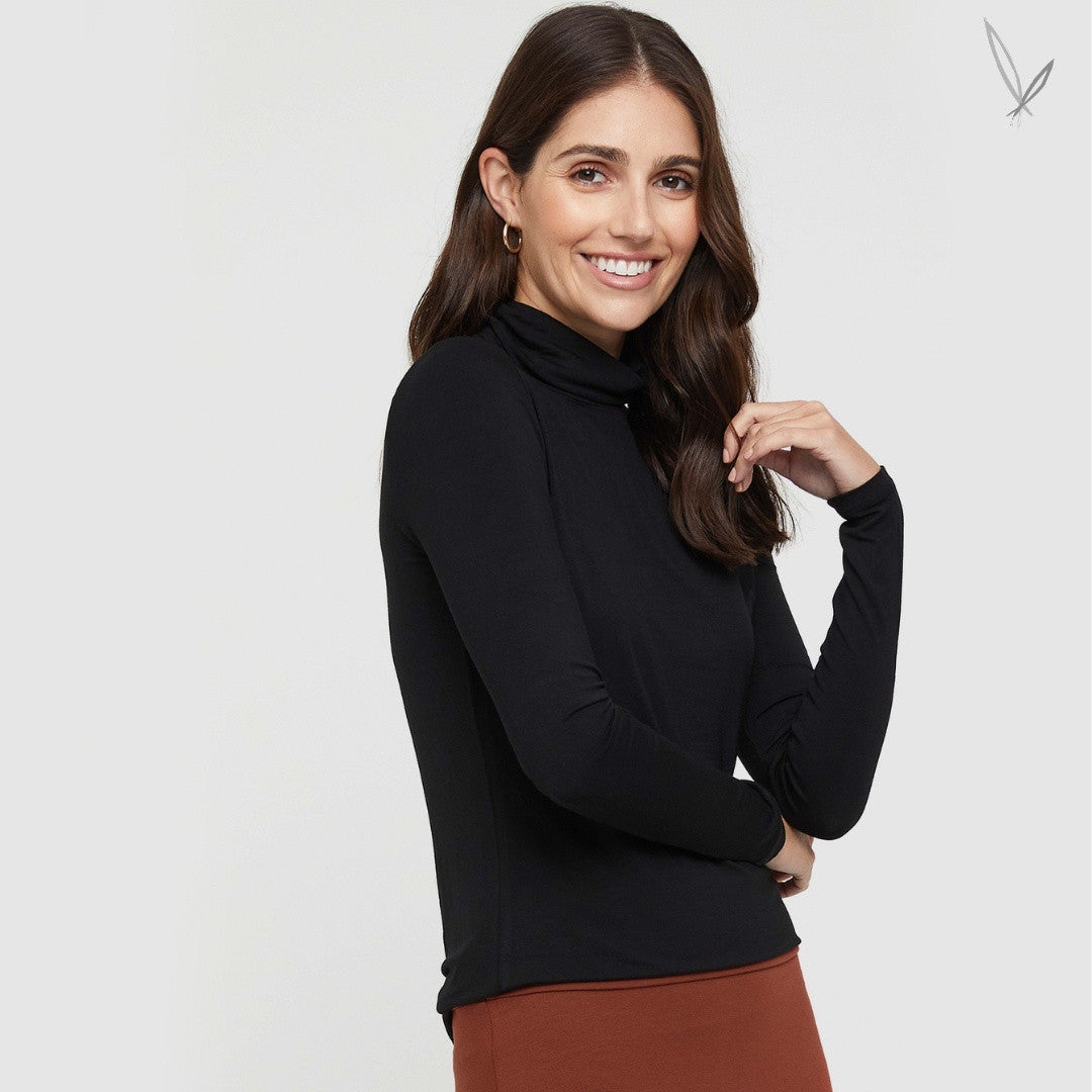 Women's Bamboo Turtle Neck - Black