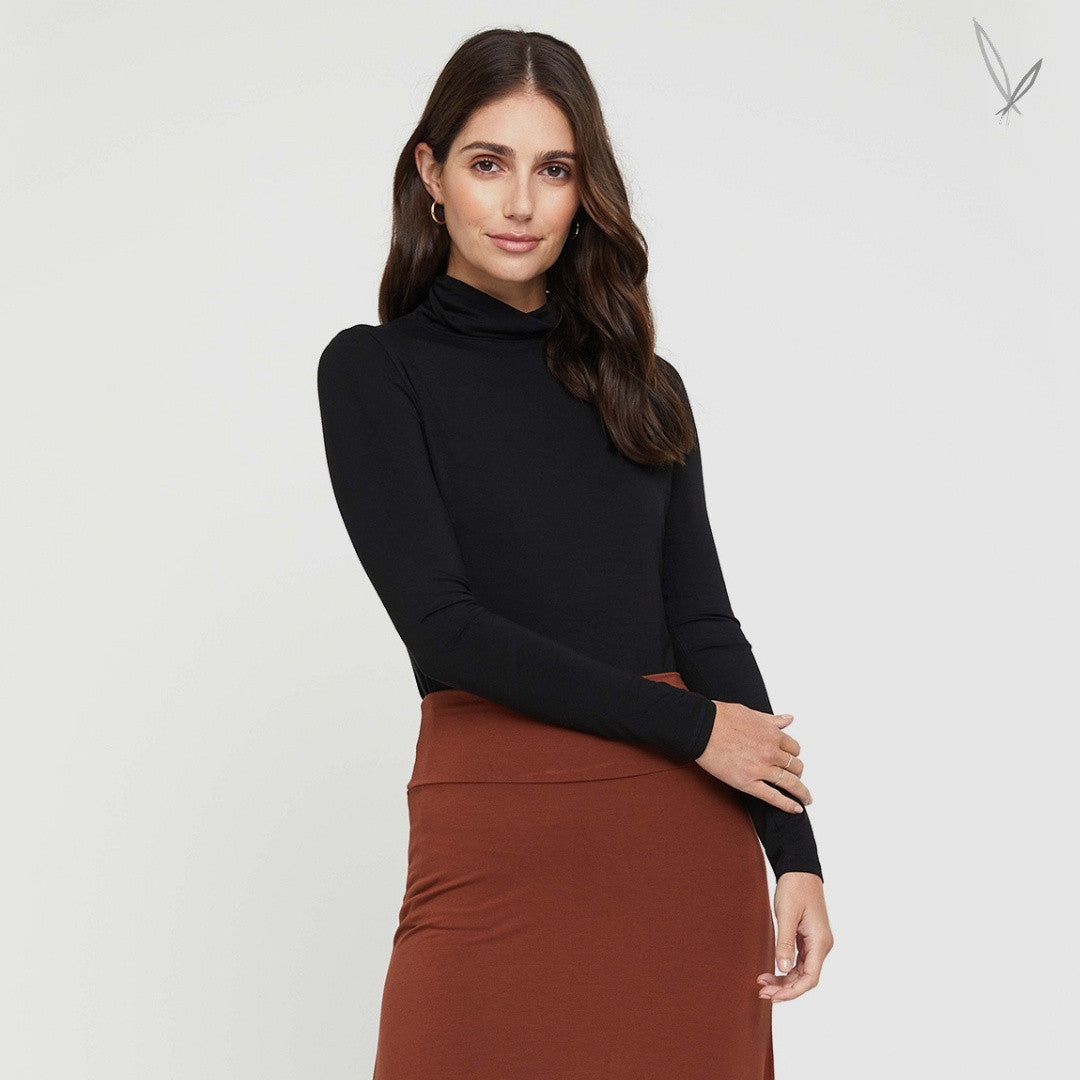 Women's Bamboo Turtle Neck - Black