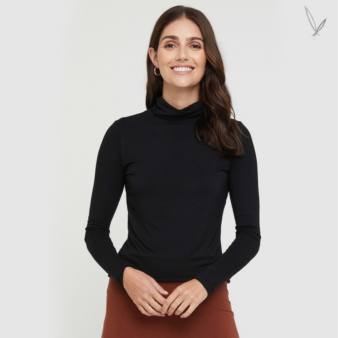 Women's Bamboo Turtle Neck - Black
