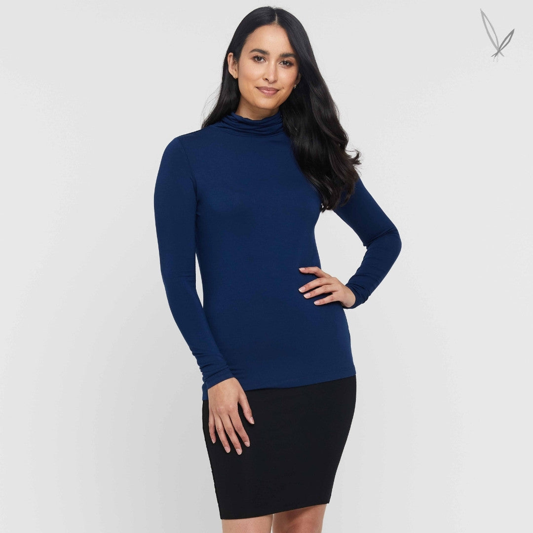 Women's Bamboo Turtle Neck - Navy