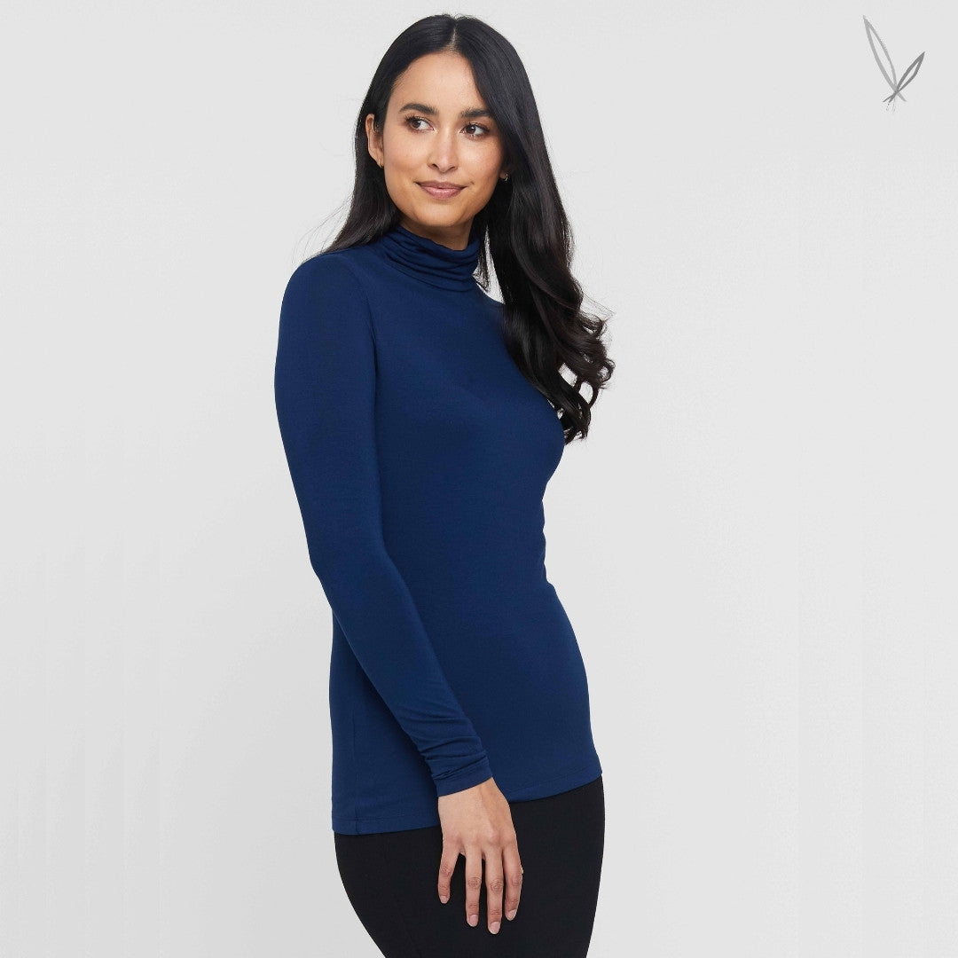 Women's Bamboo Turtle Neck - Navy