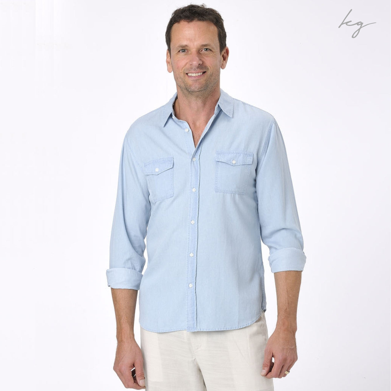 Men's Bamboo Denim Long Sleeve Shirt - Chambray