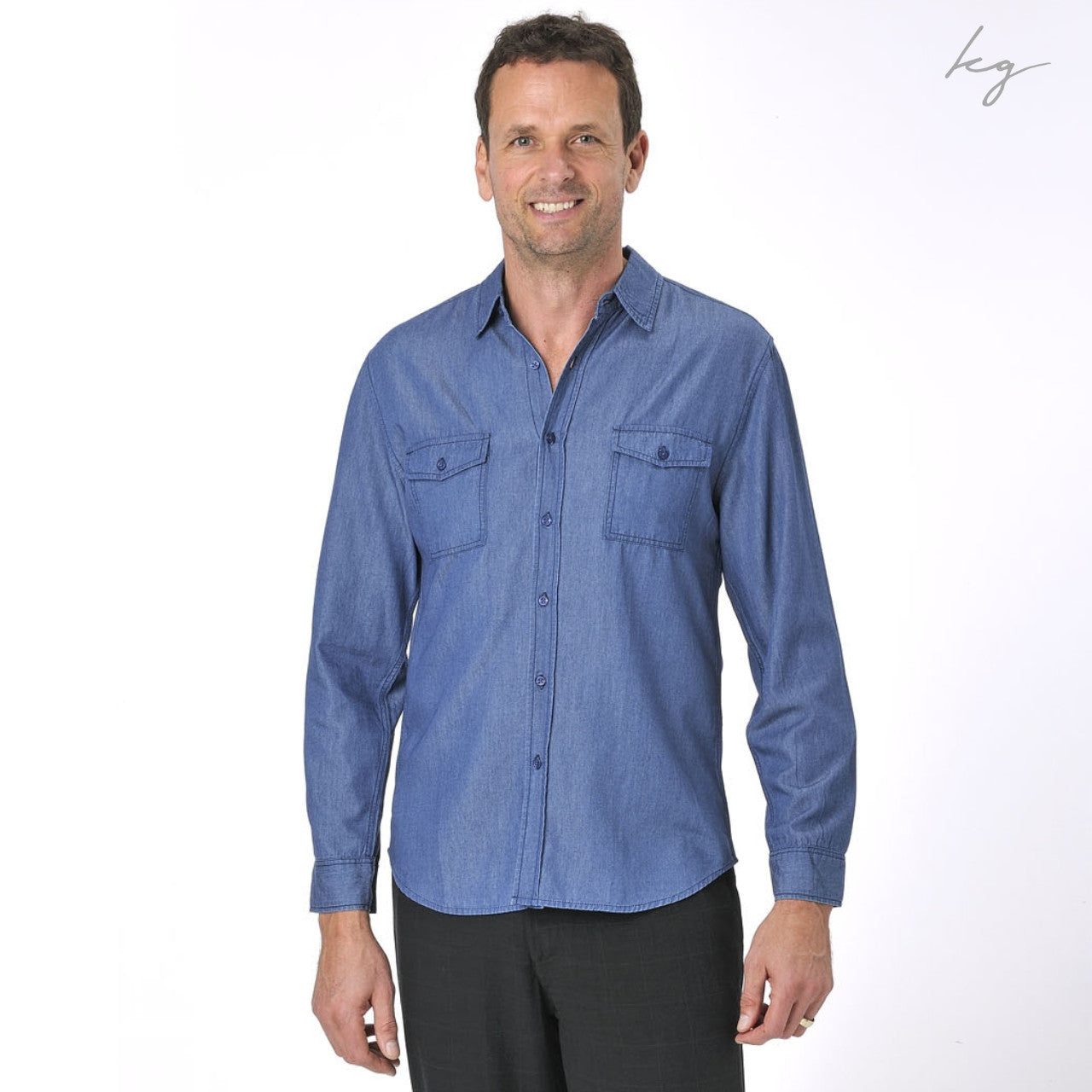 Men's Bamboo Denim Long Sleeve Shirt - Indigo