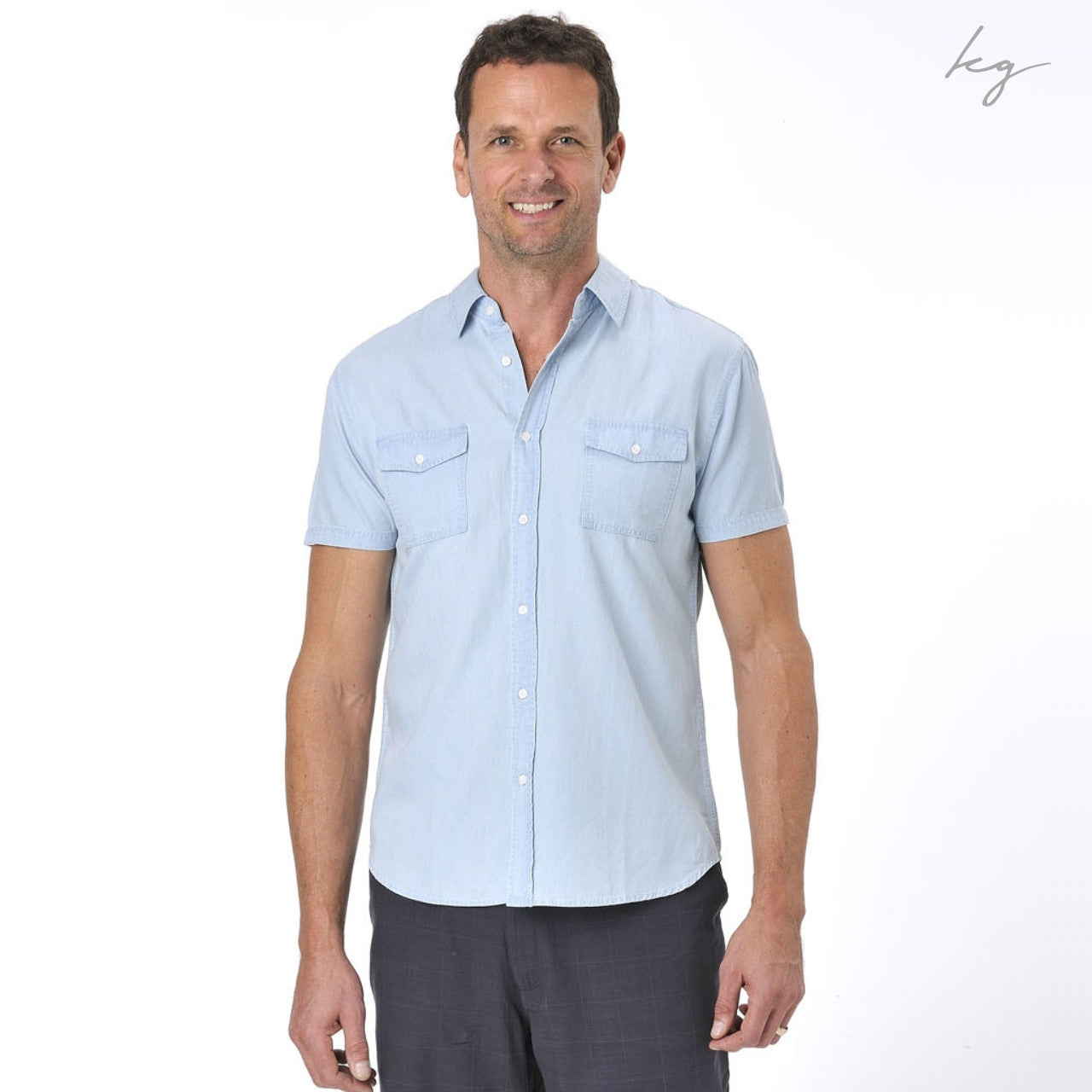 Men's Bamboo Denim Short Sleeve Shirt - Chambray