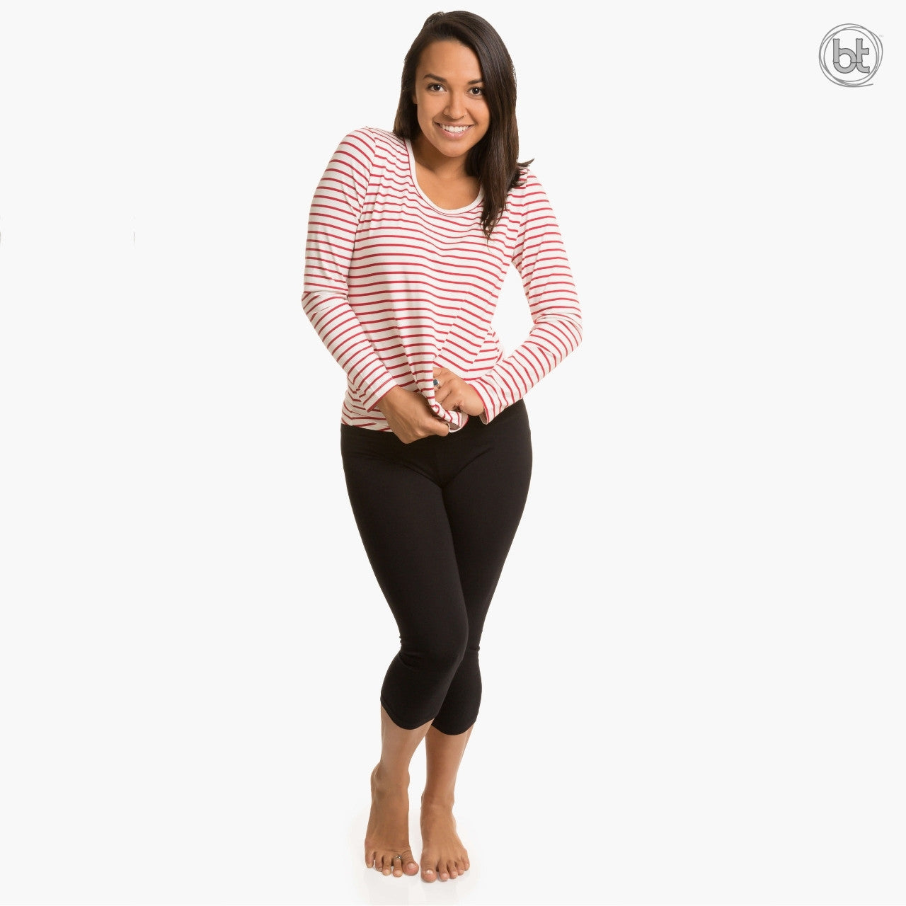Women's Bamboo Three Quarter Leggings - Black
