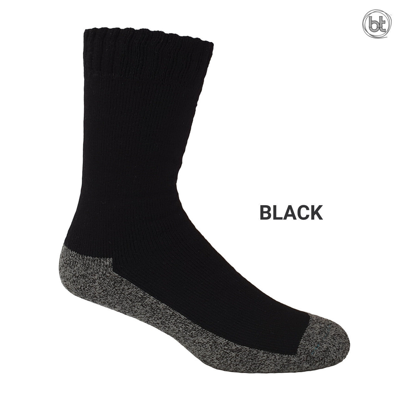 3-Yarn Bamboo Work Socks - Black