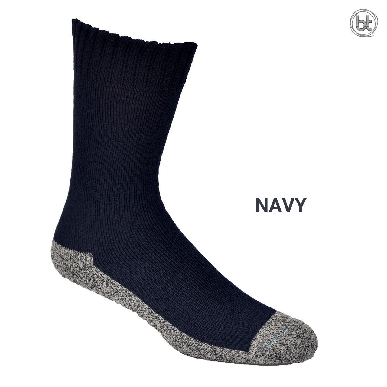 3-Yarn Bamboo Work Socks - Navy