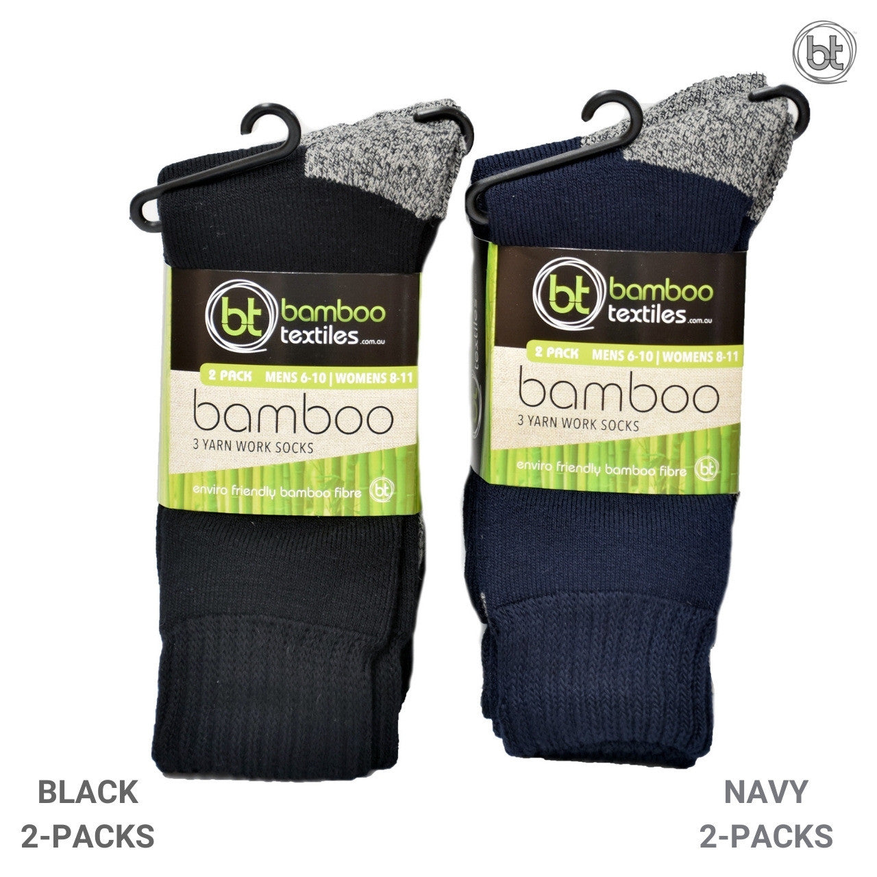 3-Yarn Bamboo Work Socks - 2-pack
