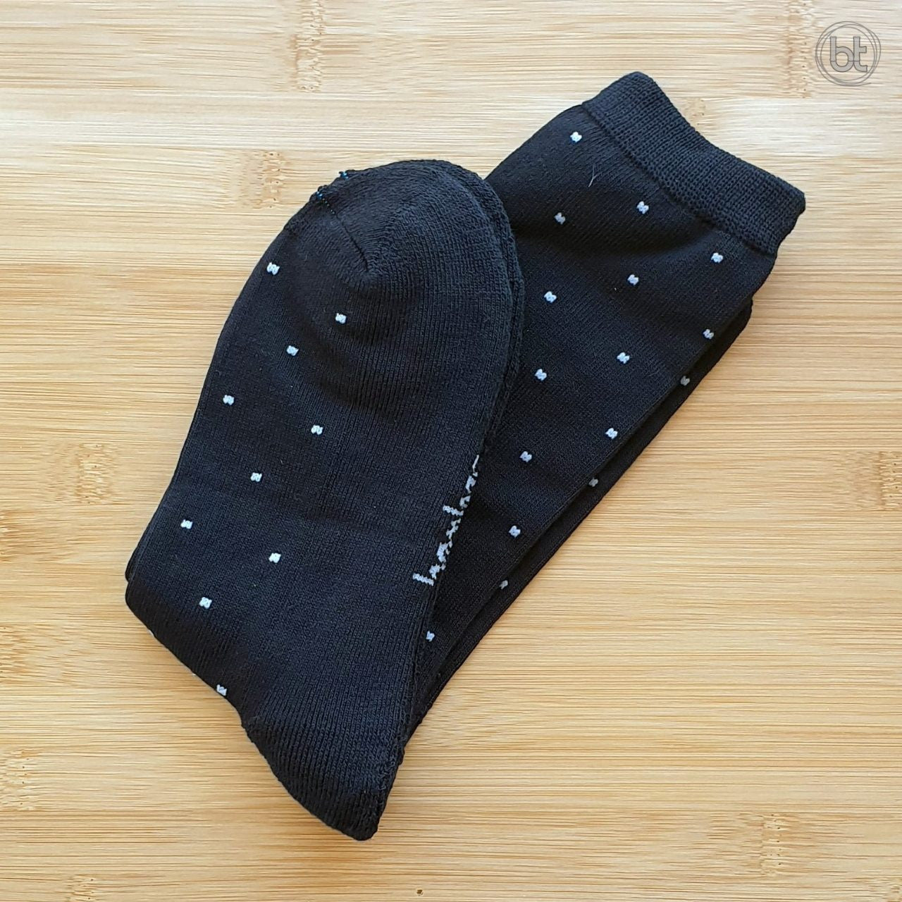 Bamboo Business Socks - Black With Dove Spots