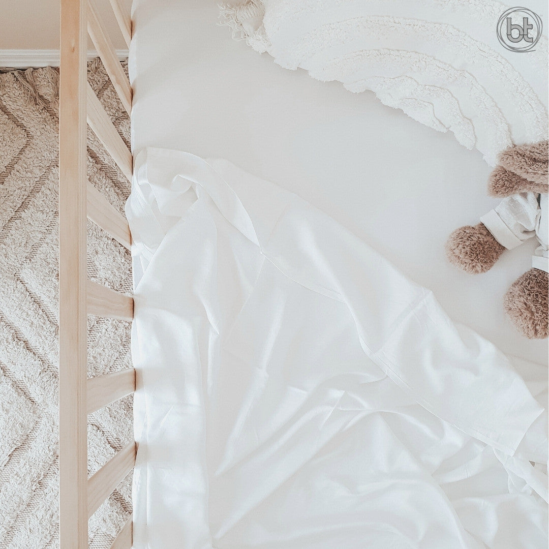BT Bamboo Cot Sheets - White