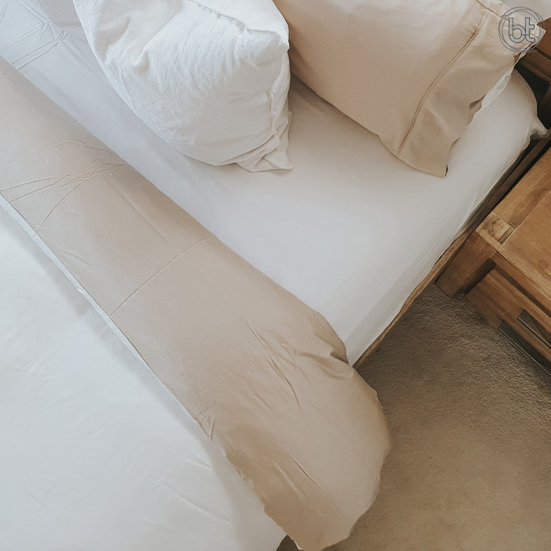 BT Bamboo Quilt Cover - White and Macadamia