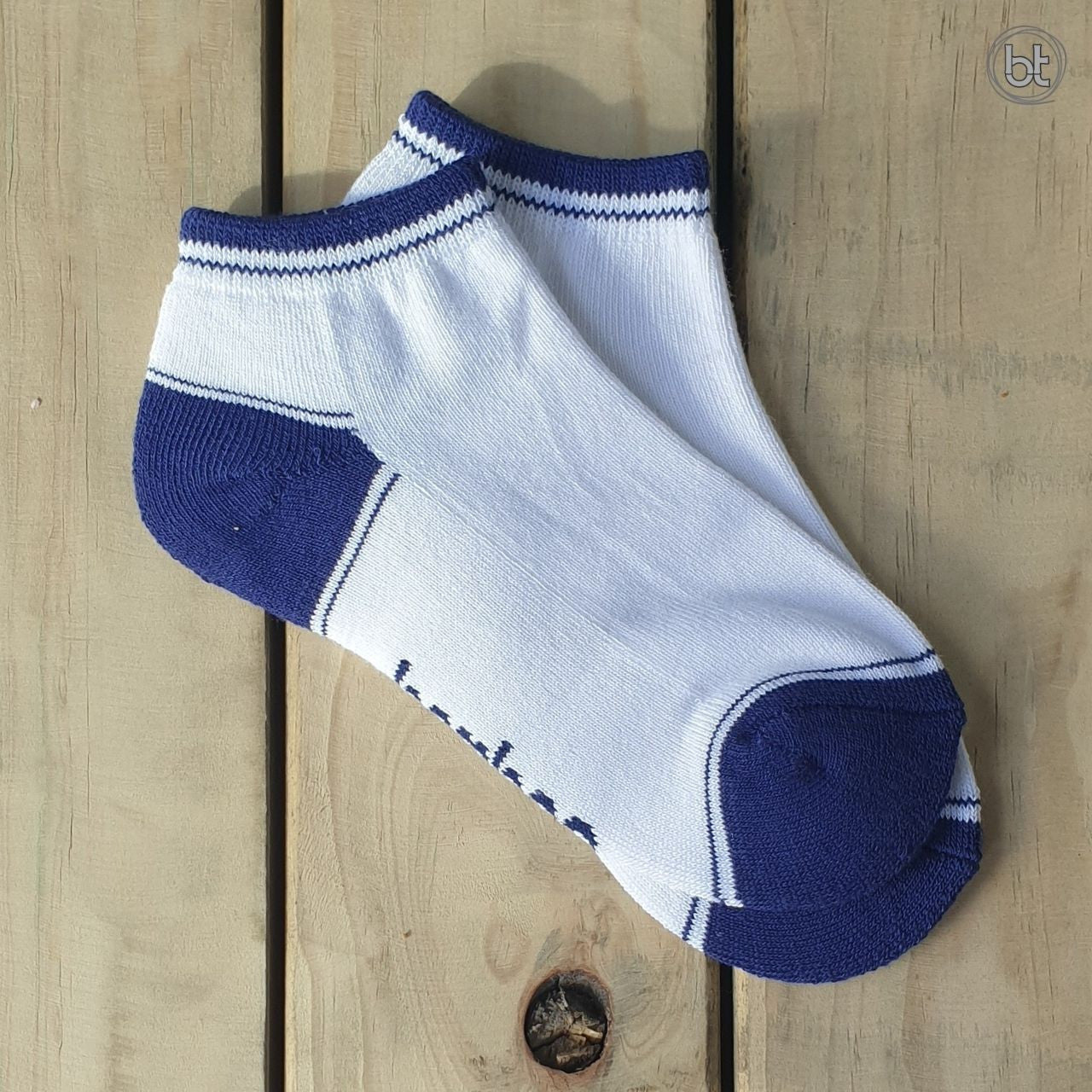 Bamboo Kid's Ped Socks - White and Navy