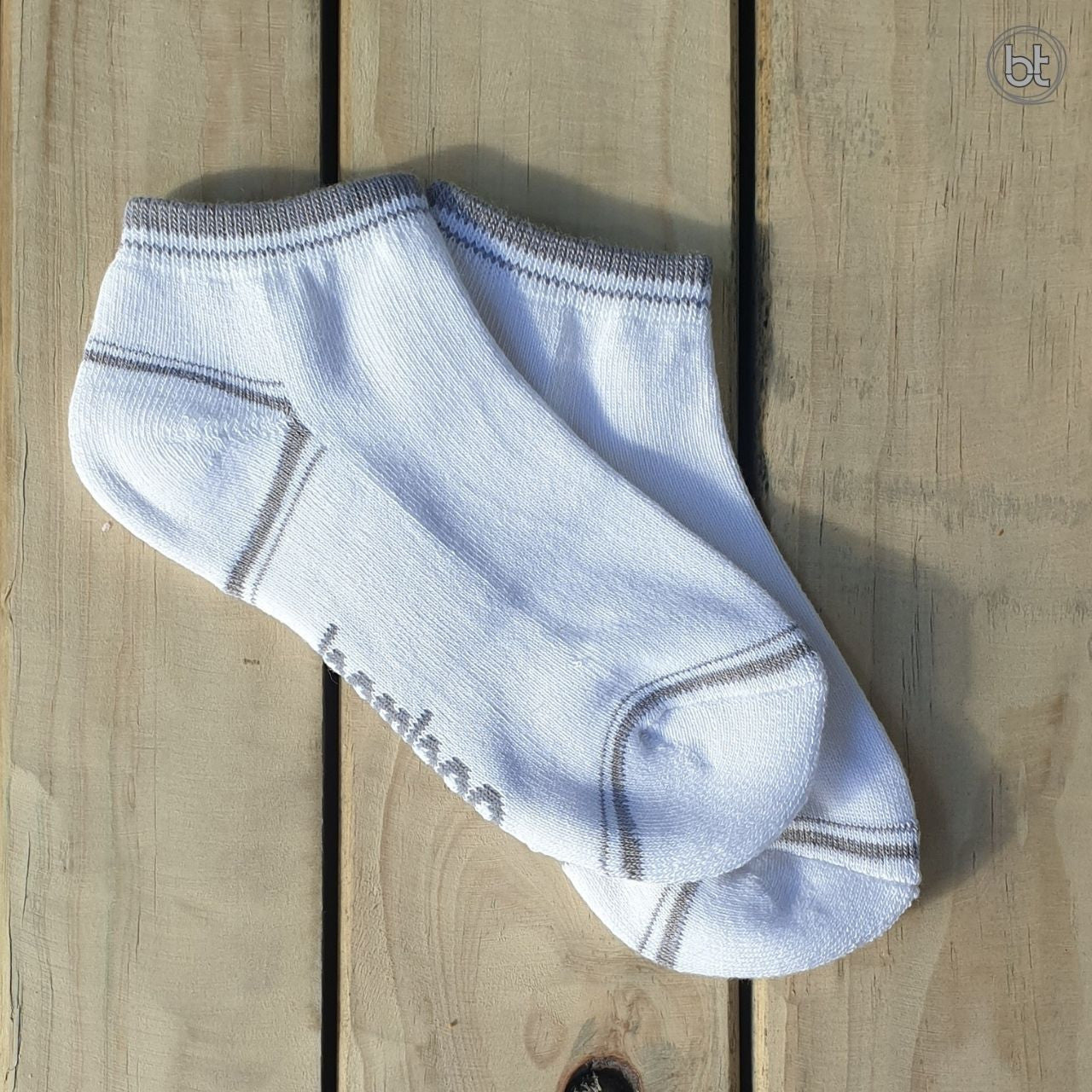 Bamboo Kid's Ped Socks - White and Grey