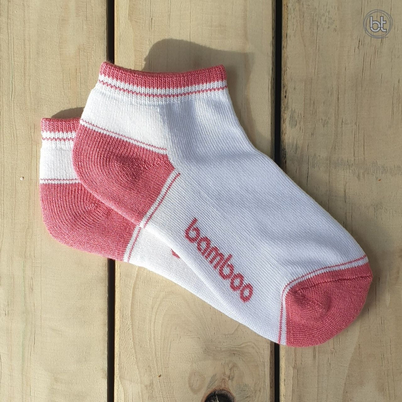 Bamboo Kid's Ped Socks - White and Watermelon