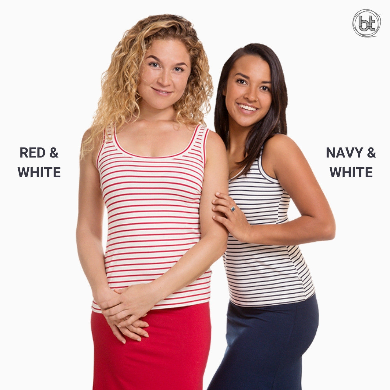 Bamboo Loose Fitting Singlets for Women - Lola - Red and White Stripe