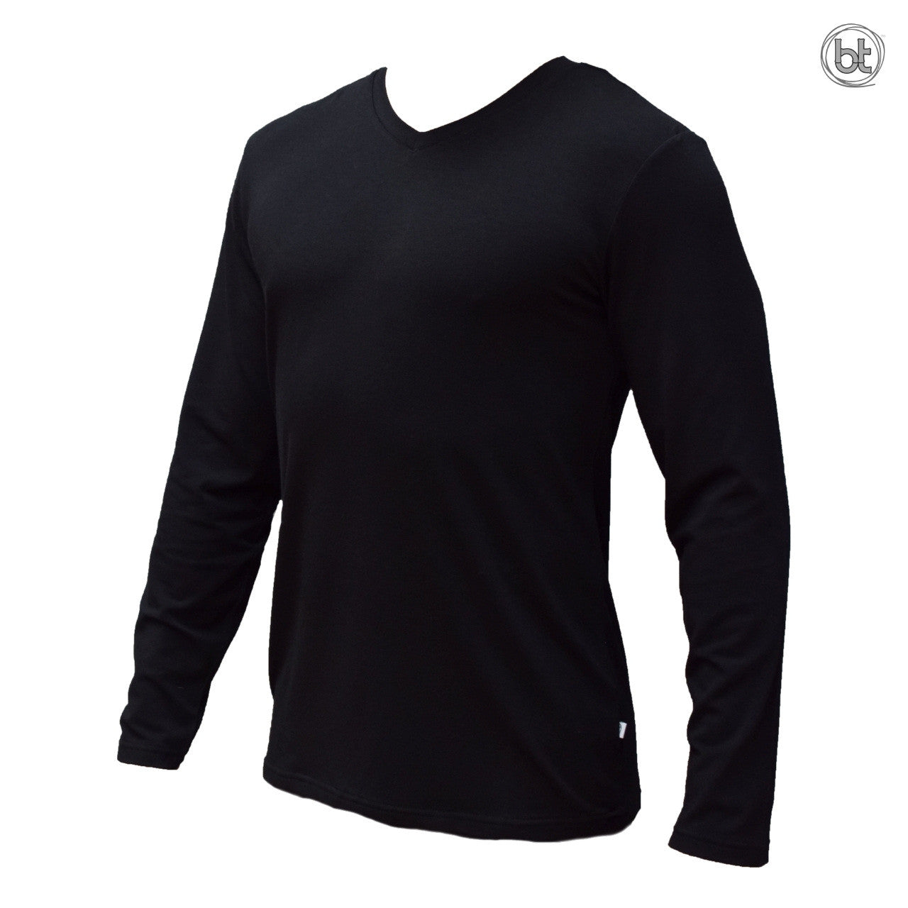bt Men's Long Sleeve V Neck Teeshirt - Black