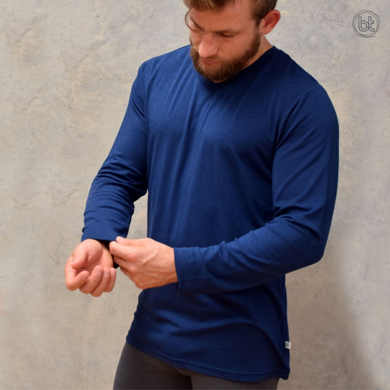 bt Men's Long Sleeve V Neck Teeshirt - Navy