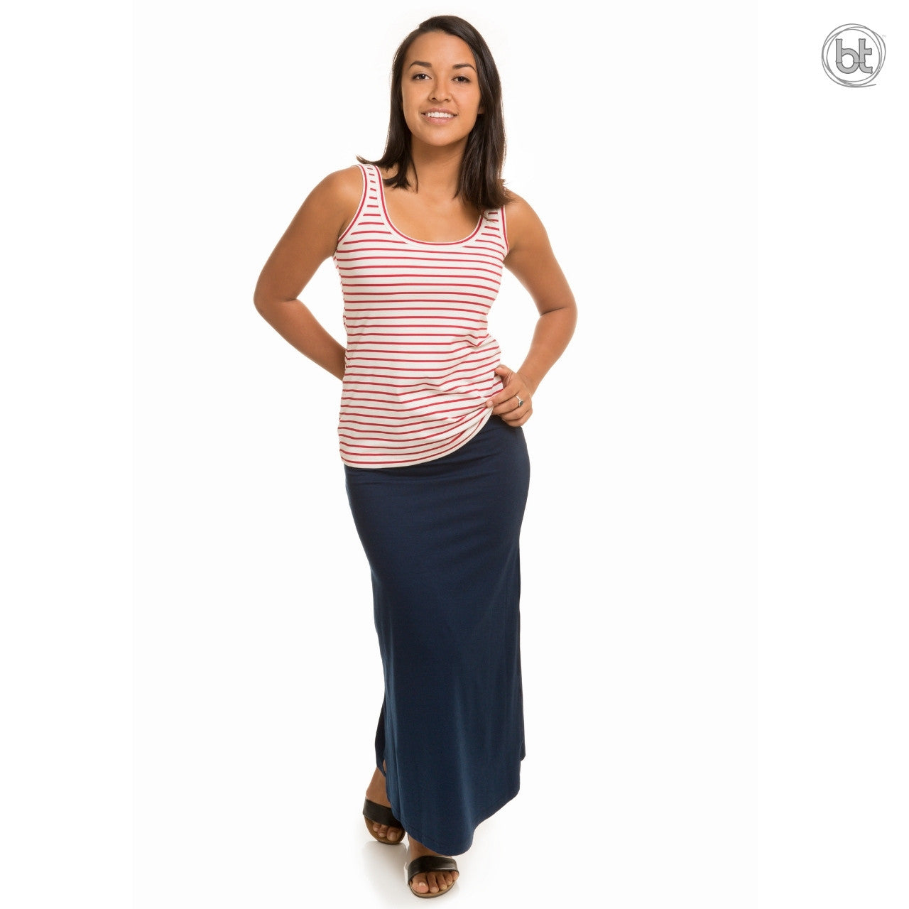 Women's Bamboo Tube Skirt Full Length - Navy