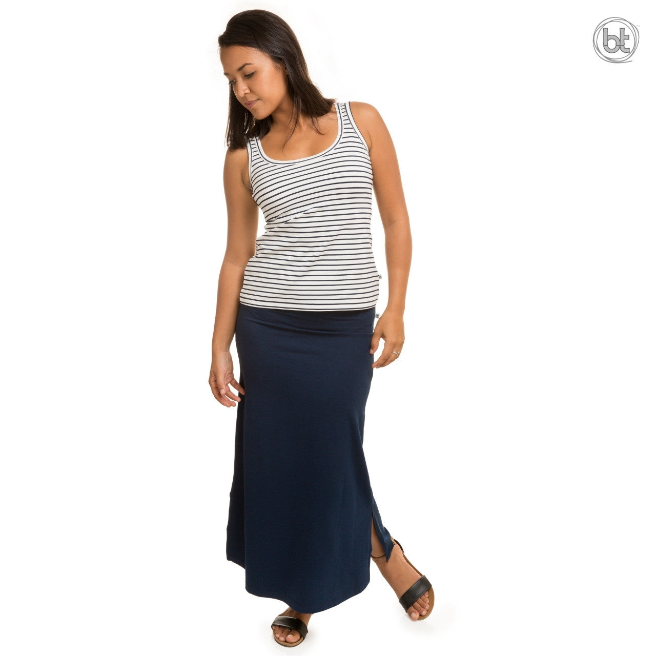 Women's Bamboo Tube Skirt Full Length - Navy