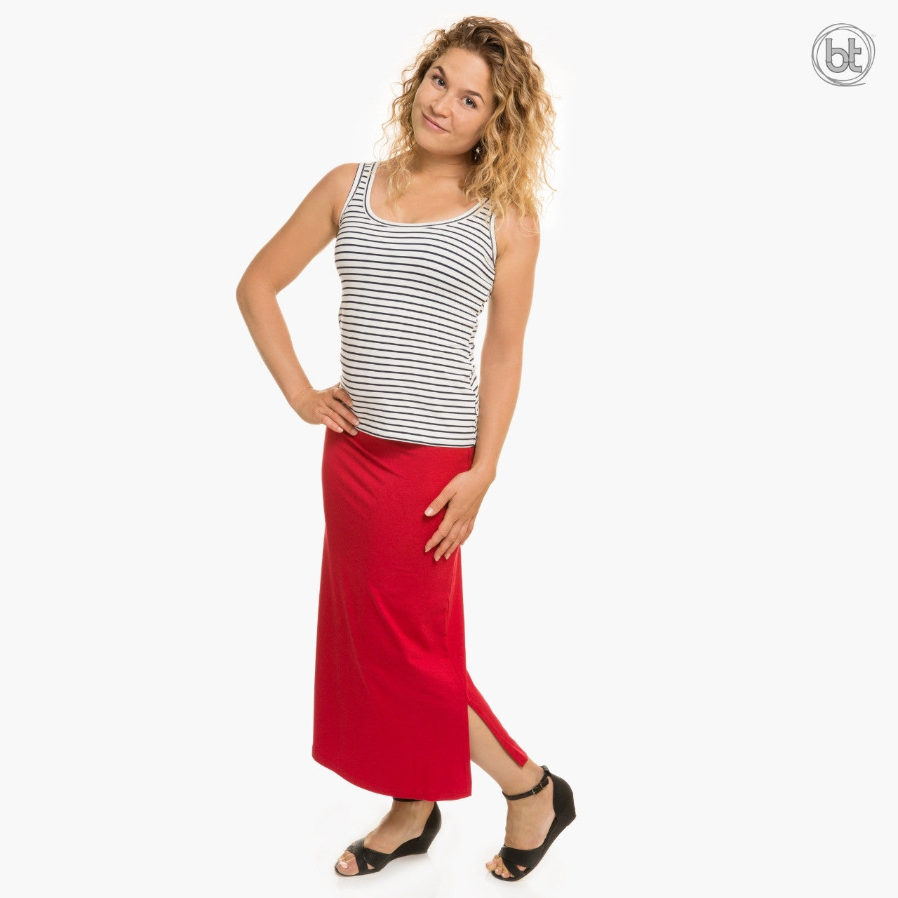 Women's Bamboo Tube Skirt Full Length - Red