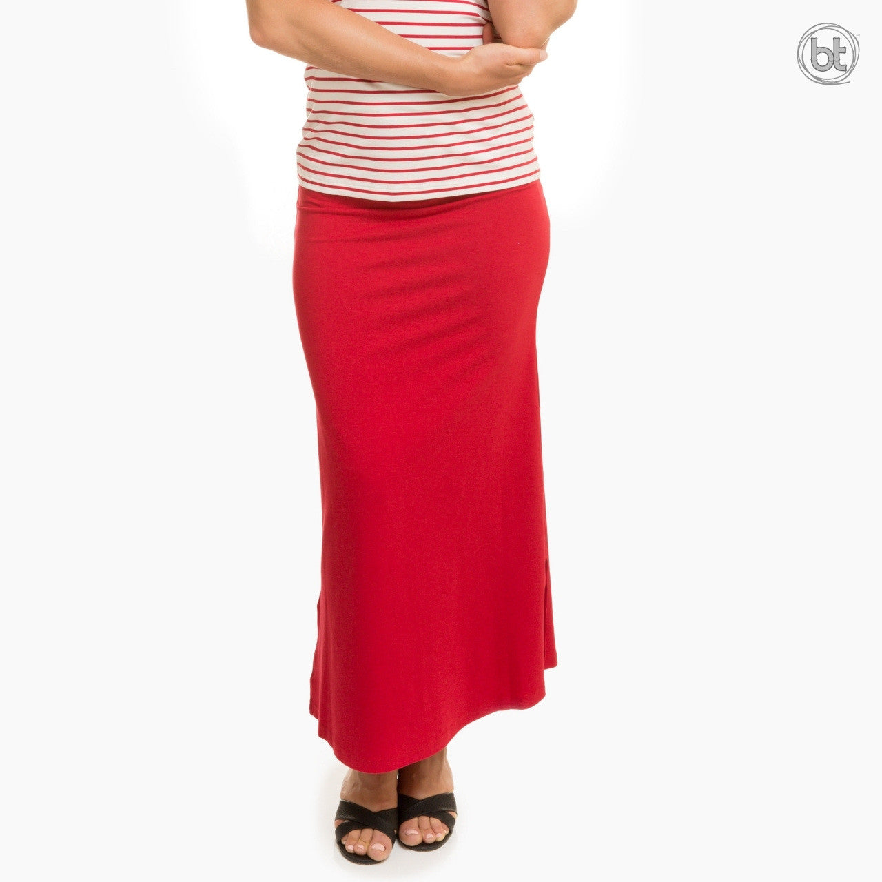 Women's Bamboo Tube Skirt Full Length - Red